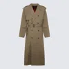 Balenciaga Man Sand Cotton Coat In Military Beige