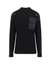 Balenciaga Ribbed Knit Military Sweater In Black