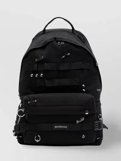 Balenciaga Military Medium Backpack With Safety Pin Embellishments