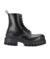 Balenciaga 60mm Strike Leather Combat Boots In Black