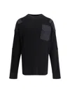 Balenciaga Ribbed Knit Military Sweater In Black