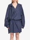 Balenciaga Elasticated Waistband Cotton Shirt Mini Dress In Blue