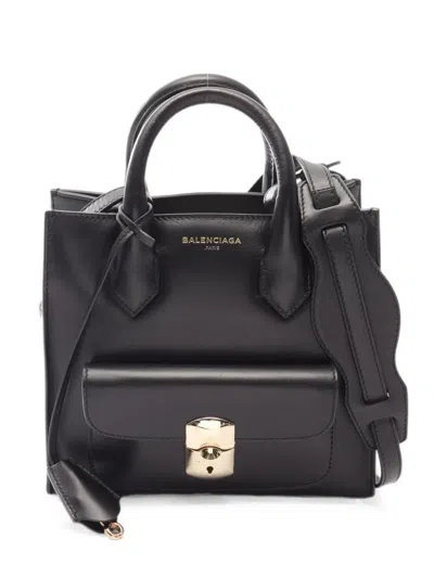 Pre-owned Balenciaga Mini All Afternoon Leather Satchel Bag In Black