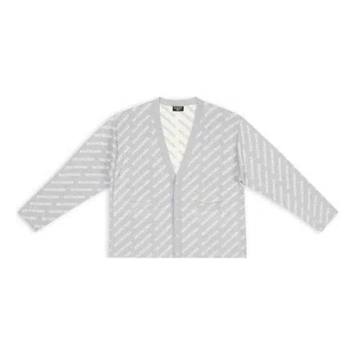 BALENCIAGA BALENCIAGA MINI ALLOVER LOGO CARDIGAN 'LIGHT GREY WHITE'