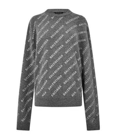 Balenciaga Mini All-over Logo Sweater In Black