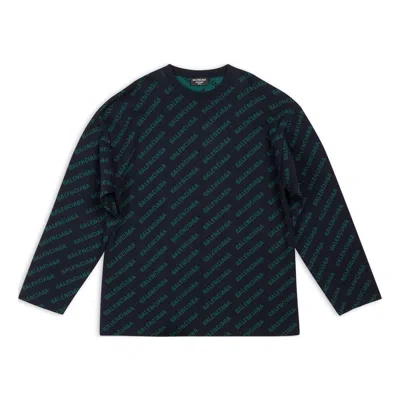 Balenciaga Mini Allover Logo Sweater 'dark Blue Green'