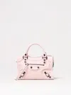Balenciaga Mini Leather Shoulder Bag With Metal Studs In Pink