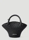 Balenciaga Medium Straw Basket Tote Bag In Black