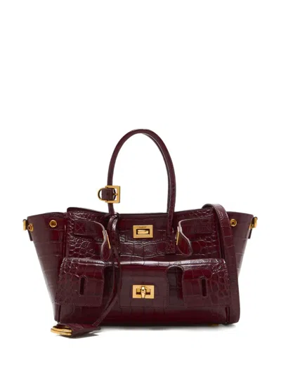 Balenciaga Mini Bel Air Embossed Handbag In Red