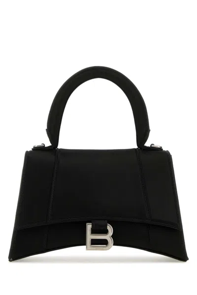 Balenciaga Black Satin Small Hourglass Handbag