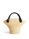 Balenciaga Mini Braided-raffia Tote Bag In Nude
