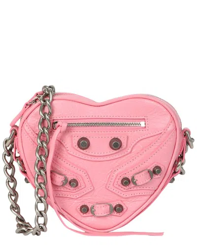 Balenciaga Mini Cagole Heart Leather Bag In Pink