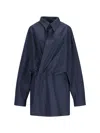 Balenciaga Cotton Mini Shirt Dress In Blue