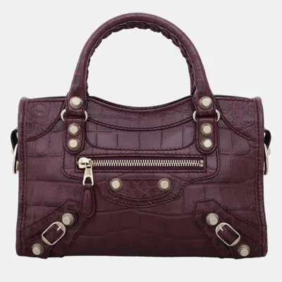 Pre-owned Balenciaga Mini City Bag In Burgundy