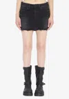 Balenciaga Washed Black City Mini Denim Skirt In Black