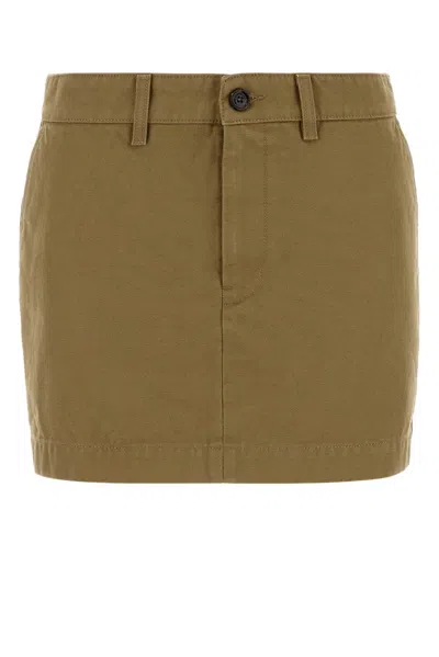 Balenciaga Khaki Denim Mini Skirt In Green