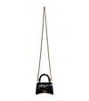 Balenciaga Mini Croc-embossed Hourglass Chain Wallet In Black