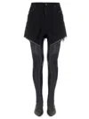 Balenciaga Distressed Brand-patch Denim Mini Skirt In Black