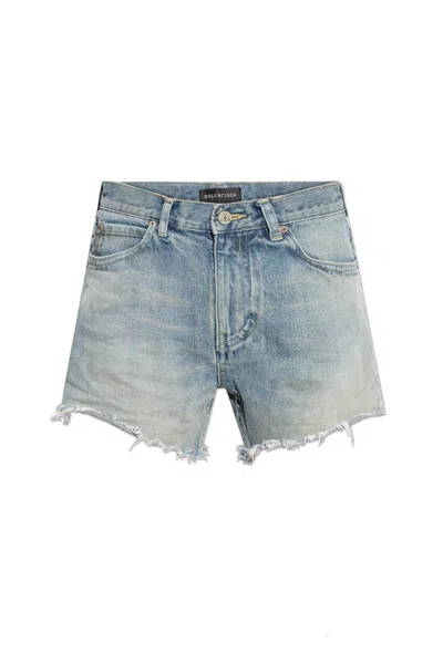 Balenciaga Mid-rise Mini Denim Shorts In Blue