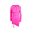 Balenciaga Stretch Nylon Mini Dress Drawstring In Pink