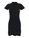 Balenciaga Black Mini Dress With Polo Shirt Style Collar And Logo Detail On The Front In Cotton Woma