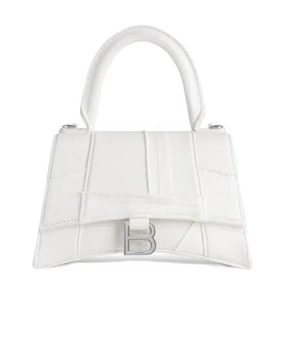 Balenciaga Mini Hourglass Logo-plaque Bag In White