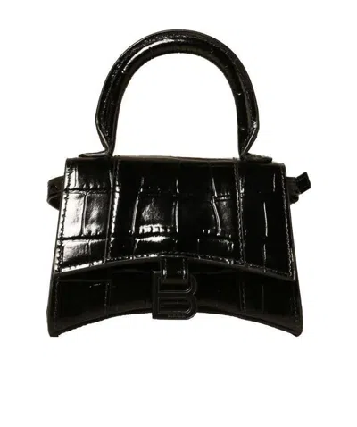 Balenciaga Mini Hourglass Tote Bag In Black
