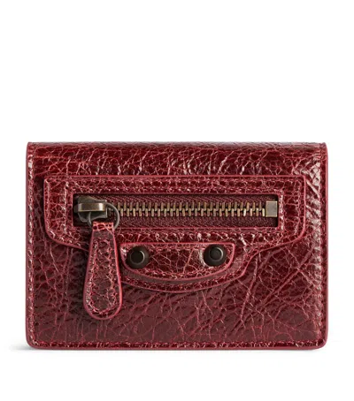 Balenciaga Mini Lambskin Le City Wallet In Burgundy