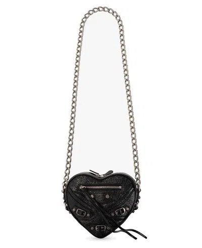 Balenciaga Mini Le Cagole Heart Crossbody Bag In Black