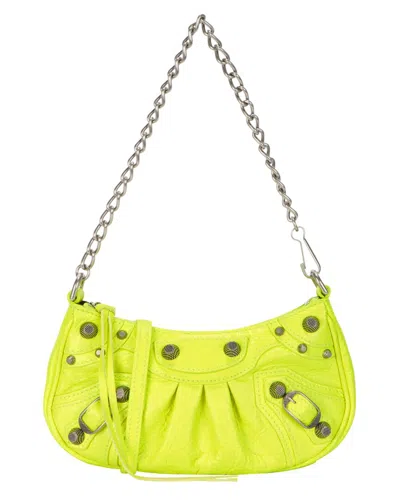 Balenciaga Mini Le Cagole Leather Bag With Chain In Beige