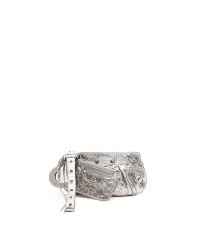 Balenciaga Mini Le Cagole Pouch In Silver