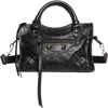 Balenciaga Mini Le City Crinkle Leather Top Handle Bag In 1000 Black