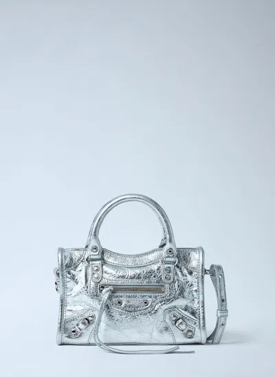 Balenciaga Mini Le City Handbag In Silver