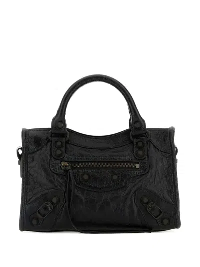 Balenciaga Mini Le City Leather Handbag In Black