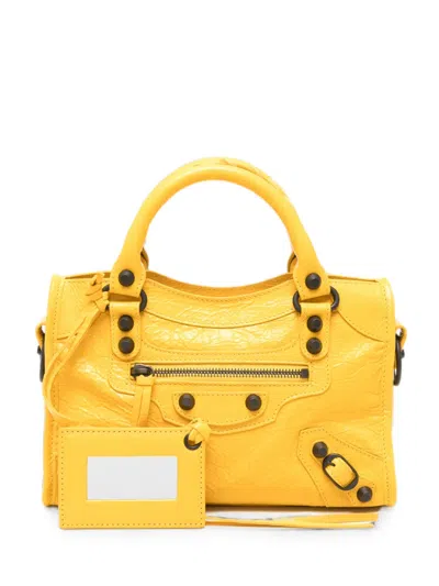 Balenciaga Mini Le City Leather Tote Bag In Yellow