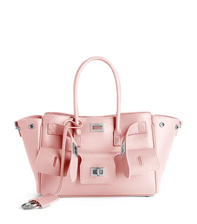 Balenciaga Mini Leather Bel Air Tote Bag In Pink