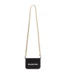 Balenciaga Mini Leather Chain Wallet In Black
