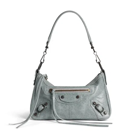 Balenciaga Mini Leather Le City Moto Shoulder Bag In Blue