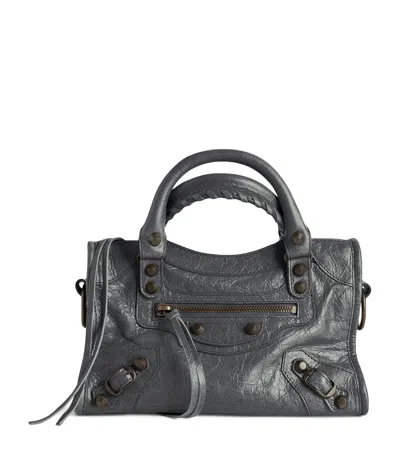 Balenciaga Mini Leather Le City Top-handle Bag In Grey
