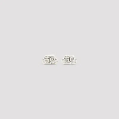 Balenciaga Mini Metallic Bb Stud Earrings In Gray