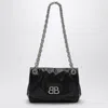 Balenciaga Monaco Mini Bb Leather Shoulder Bag In Black