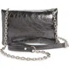 Balenciaga Mini Monaco Crinkle Metallic Leather Crossbody Bag In 1314 Steel Grey