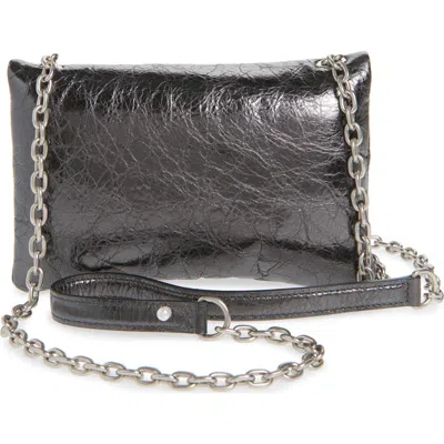 Balenciaga Mini Monaco Crinkle Metallic Leather Crossbody Bag In Black