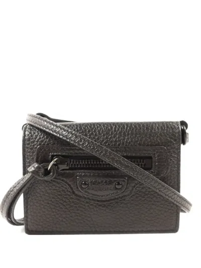 Pre-owned Balenciaga Mini Neo Classic Wallet Bag In Black