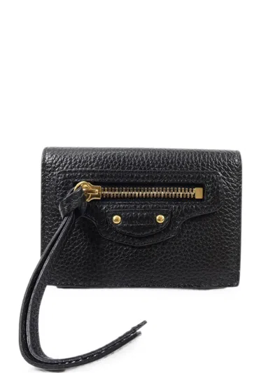 Pre-owned Balenciaga Mini Neo Classic Wallet In Black