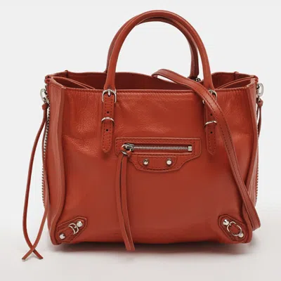 Pre-owned Balenciaga Mini Papier A4 Red Leather Tote