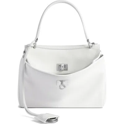 Balenciaga Mini Rodeo Leather Top Handle Bag In Optic White
