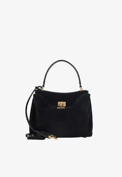 Balenciaga Mini Rodeo Suede Top Handle Bag In Black