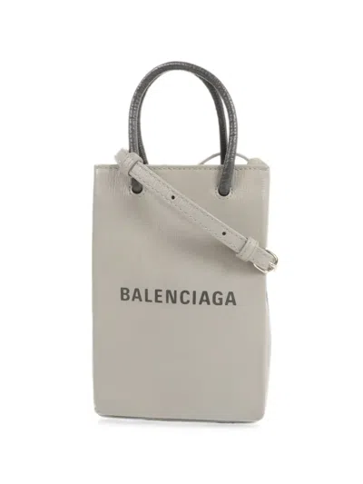 Pre-owned Balenciaga Mini Shopping Phone-pouch Crossbody Bag In Gray