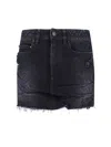 Balenciaga Washed Black City Mini Denim Skirt In Black